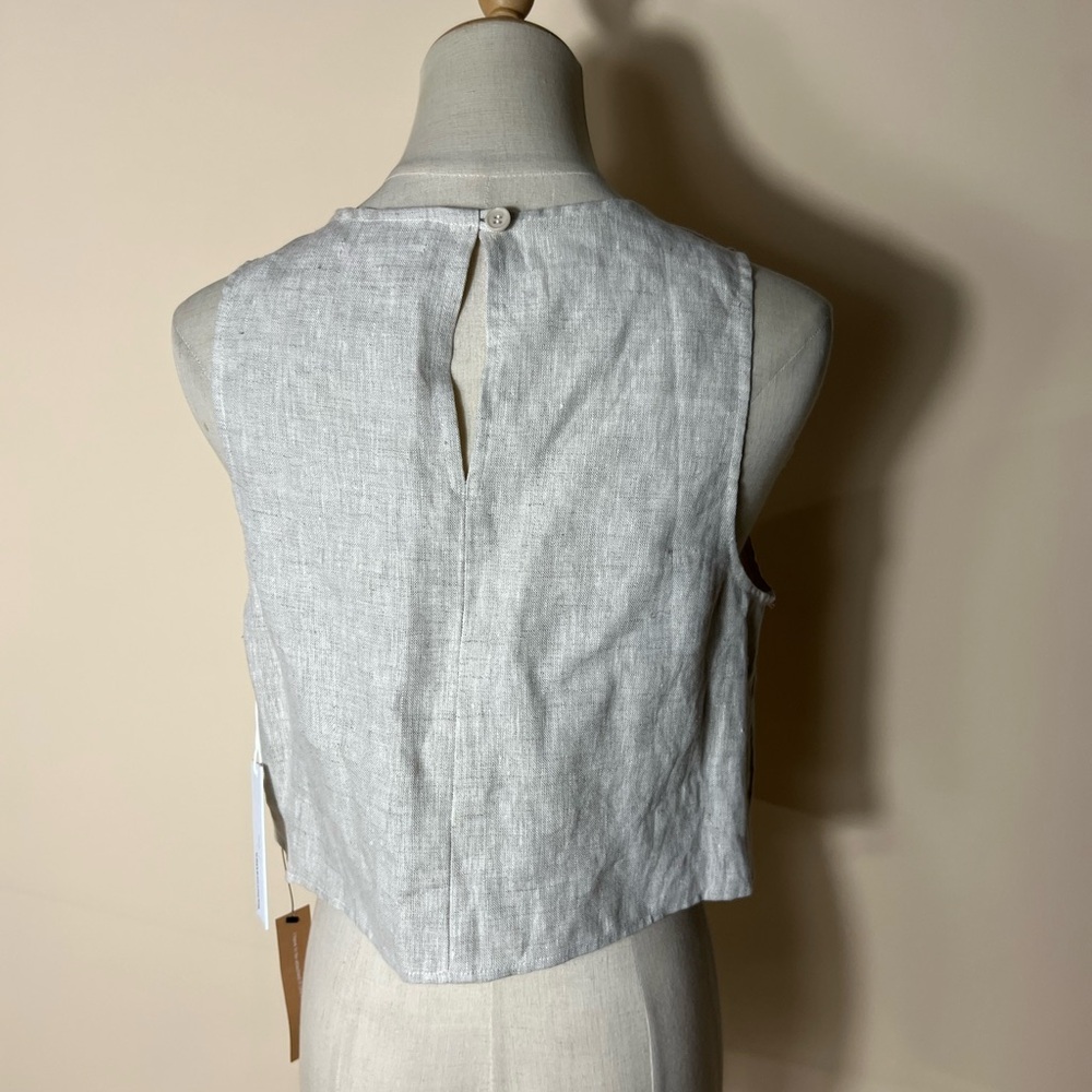 NWT REFORMATION Jacinda Linen Crop Top in Oatmeal Beige Medium - Picture 8 of 9